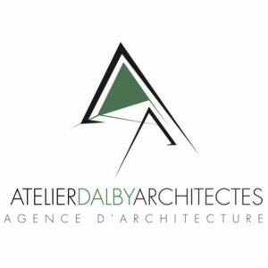 Logo noir et vert tout en angle de l'agence d'architecture Atelier DALBY.